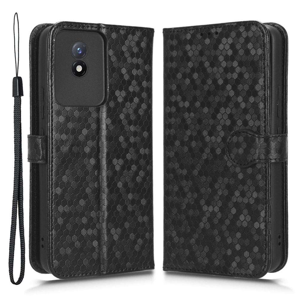 For vivo Y02 4G Dot Pattern Imprinted Phone Cover PU Leather Shockproof Wallet Stand Case with Wrist Strap For vivo Y02 4G Dot Pattern Imprinted Phone Cover PU Leather Shockproof Wallet Stand Case with Wrist Strap